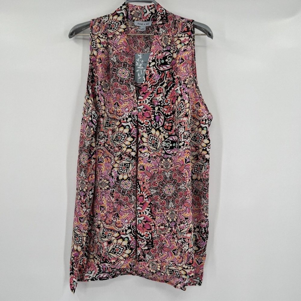 Floral&Ivy Women's Sleeveless Blouse sz S NWT V-Neck Chiffon Career Top BELK